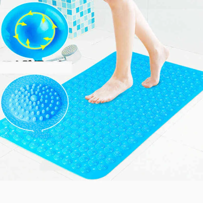 Bath Mat Suction Cup Safety Shower Bathtub Mats Non Slip Bathroom Floor Mat PVC Waterproof Massage Foot Pad 211109