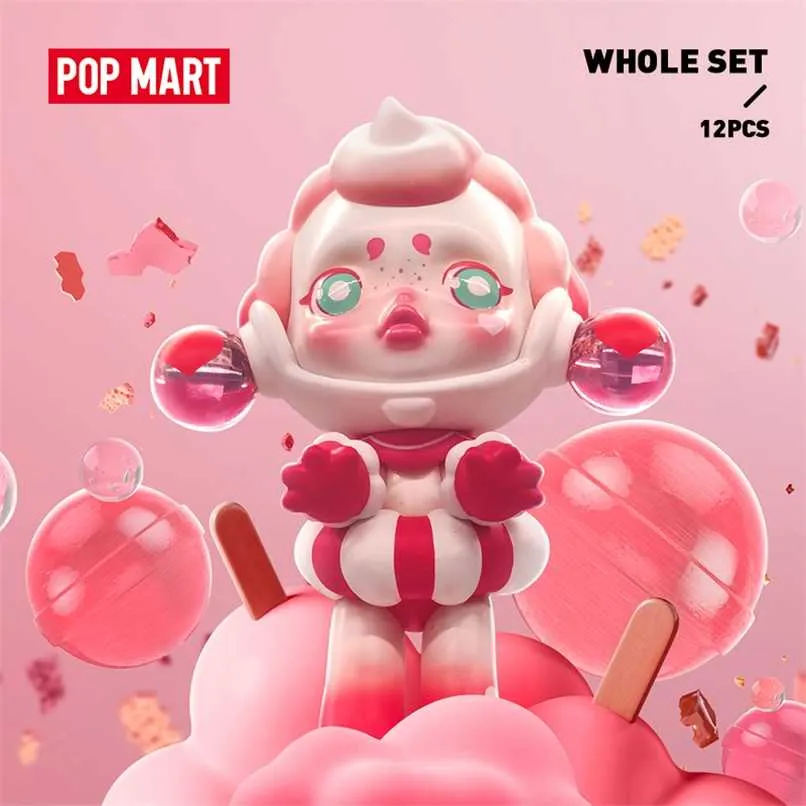 POP MART Whole Set Skullpanda Monster Candy Town Blind Box Collectible Cute Action Kawaii Toy Figures 220115