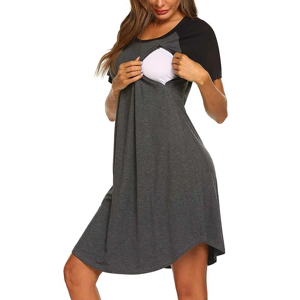 Estate Maternita Pigiama Donna Maternita Manica Corta Splicing Colore Allattamento Al Seno Vestito Q0713 Da 8 87 DHgate