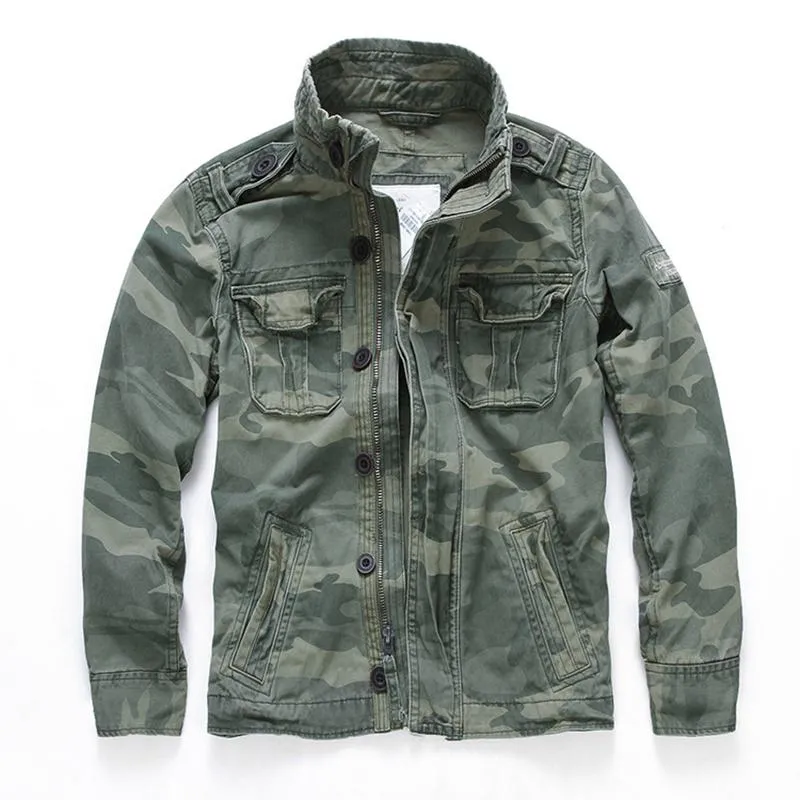 Men's Jackets Chic Denim Jacket Men Spring Autumn Camouflage Cotton Coat Casual Cowboy Mens Zipper Tactical Jeans