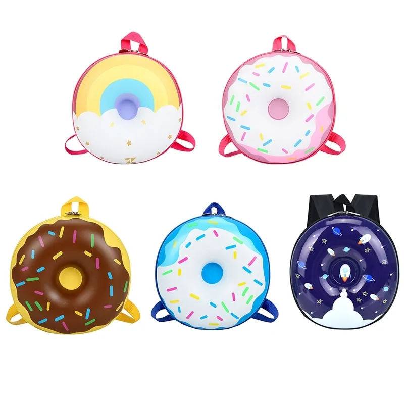 Dzieci Cute Donut Rainbow Plecak Dzieci Przedszkole Szkolne Bag Książki Cartoon Casual Student Bagpack 211025