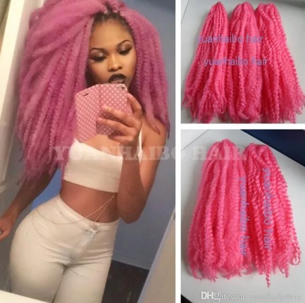 8 pacchetti full head indossando Marley Braids Pink Synthetic Hair Extensions per Afro American Free Express Delivery