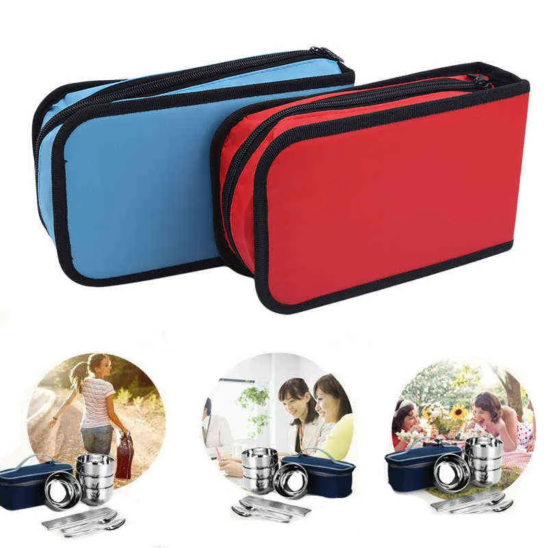 12 Piece Camping Dinnerware Set, Stainless Steel Plates And Bowls, Complete Messware Kit With Storage Bag, Ideal For Outdoor Hiking And Camping Adventures