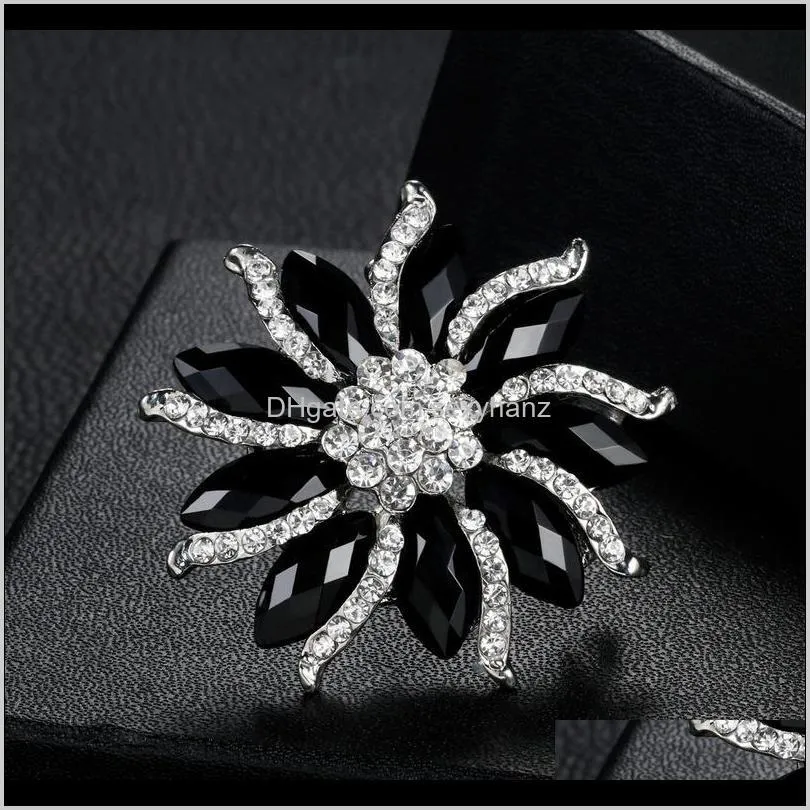 business black flower brooch crystal wedding bouquet brooch pins women dress suits brooches fashion jewelry will and sandy gift