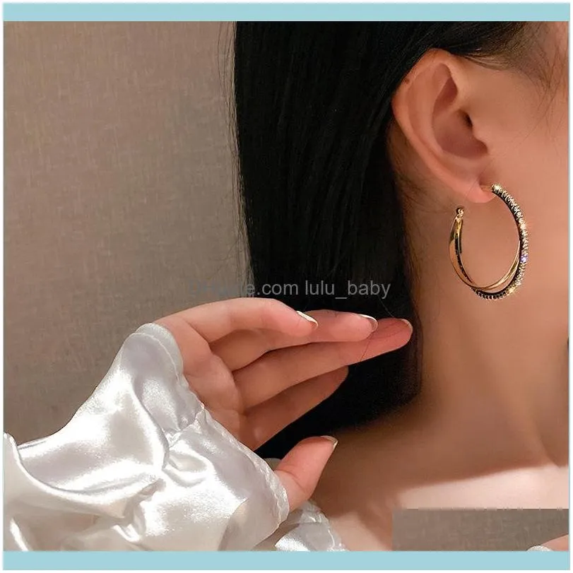 Jewelryfull Strass Grand Cercle Hoop Boucles D'oreilles Double Couches Grande Boucle D'oreille Ronde Pour La Fête De Mariage Bijoux Pendiente Brincos Cadeau Hie Dro