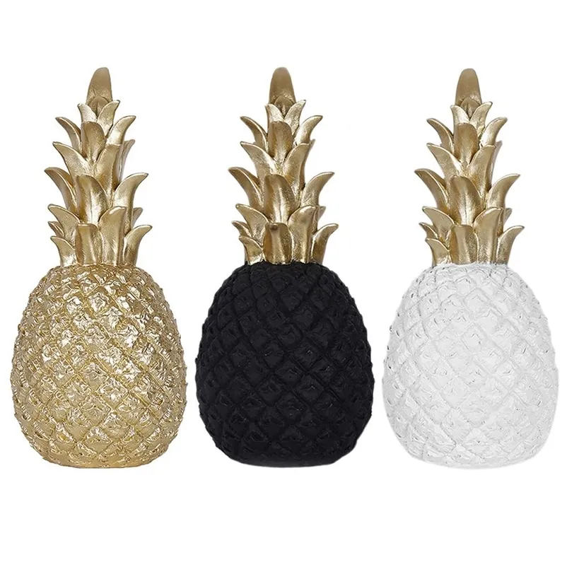 Nordic Style Resin Gold Pineapple Hem Inredning Vardagsrum Vin Skåp Fönster Visa hantverk Lyxigt bord Hem Dekoration Props 210811