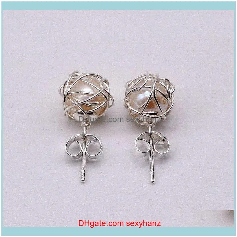 Girl Pearl Earrings, Natural White Pearl. 925 Sterling Silver Handmade Very Special Gift Stud