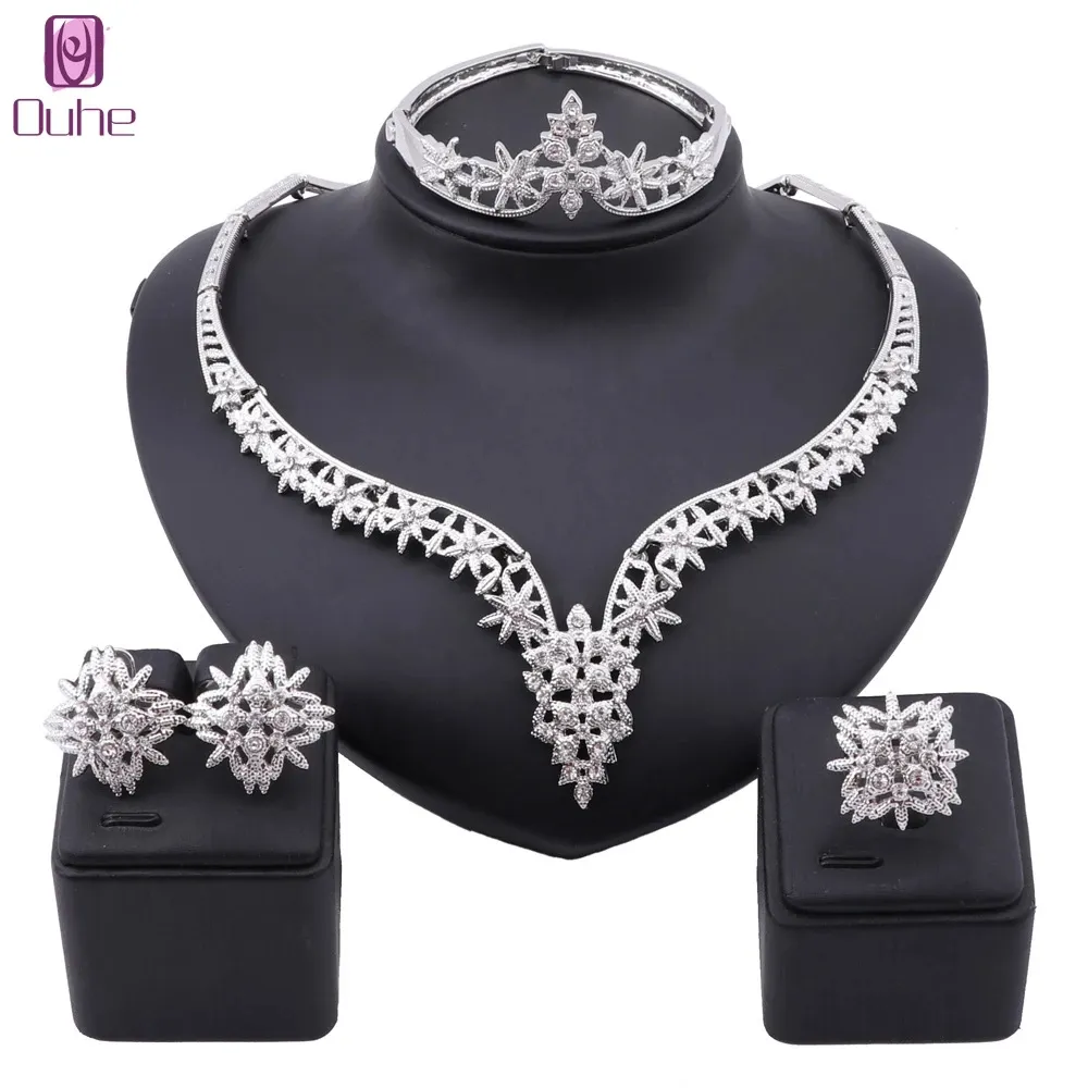 Dubaï or couleur ensembles de bijoux pour femmes collier en cristal perles africaines ensemble nigérian mariée mariage Costume bijoux