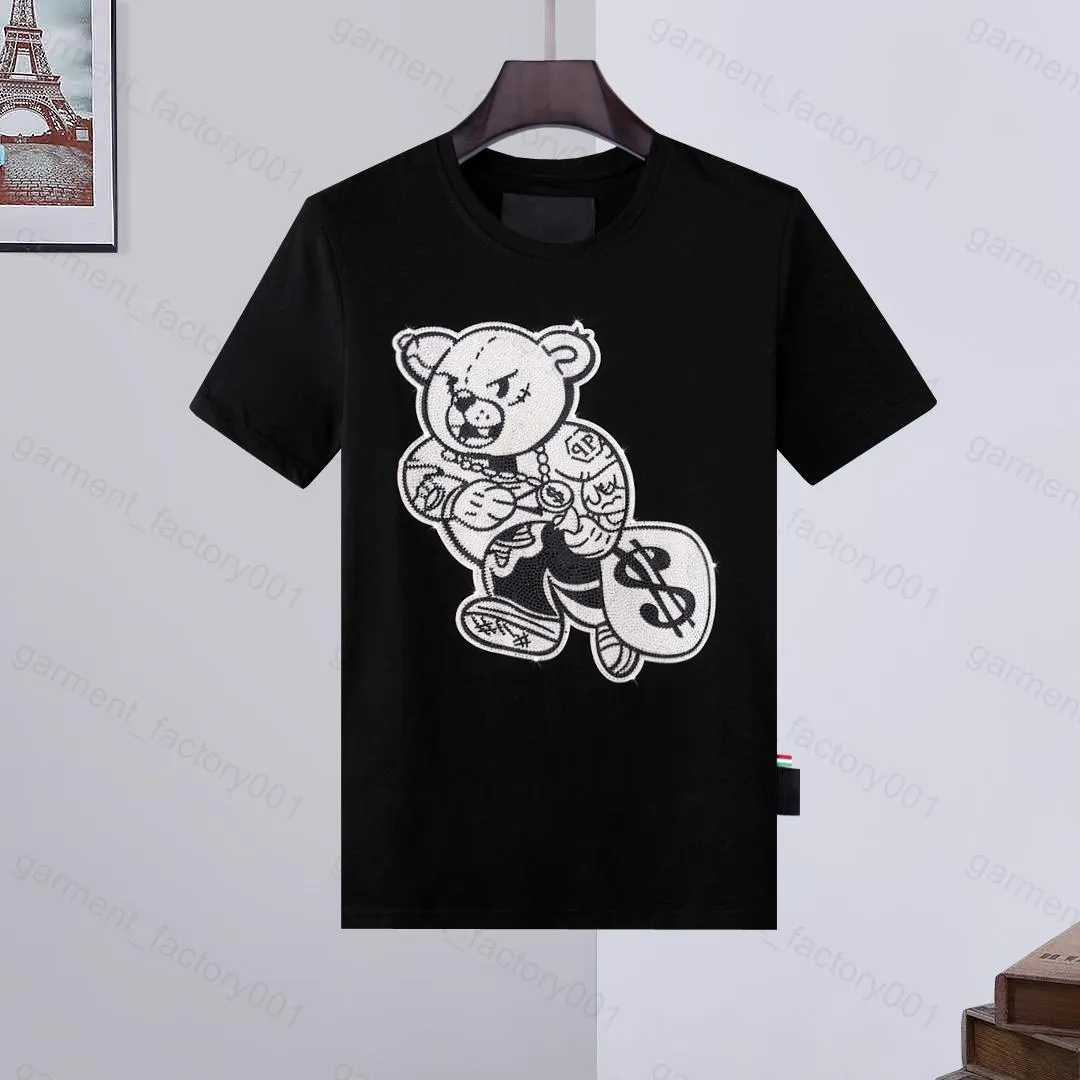 Phillip Plain Herr designer PP Skull Diamond t-shirt Kortärmad Dollar Brown bear Brand t-shirt O-hals hög kvalitet Skulls T-shirt t-shirts toppar 10