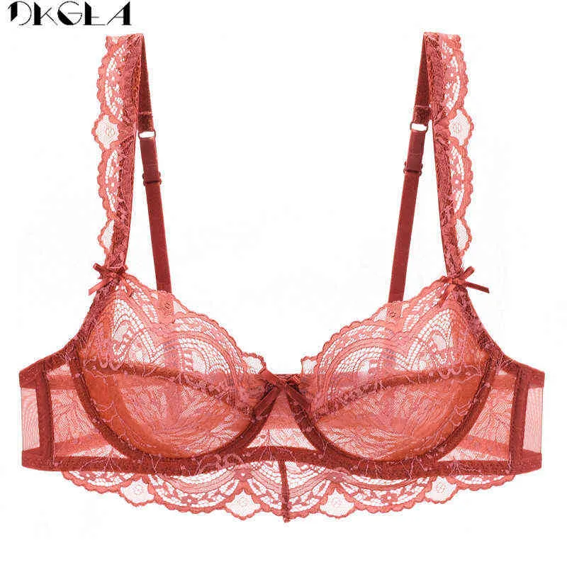 Ultrathin Bra Transparent Brassiere Sexy Underwear Plus Size D E Cup  Embroidery Women Lingerie White Lace Bras Hollow Out 211110 From Dou04,  $14.41