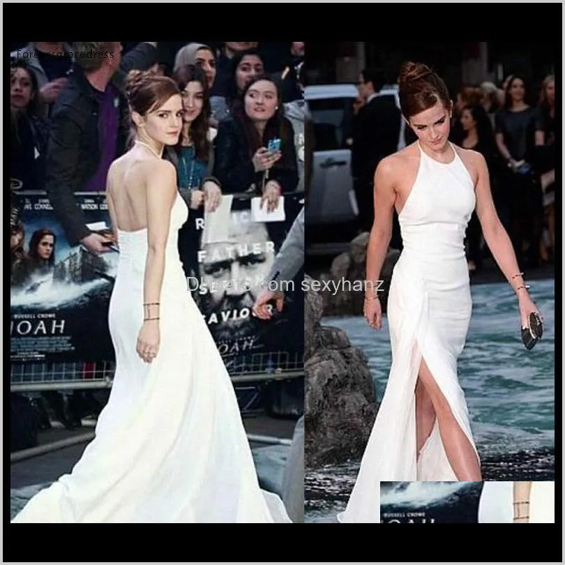 Vestidos de pista de vestuário roupas vestuário entrega entrega 2021 elegante emma watson halter noite vestido longo chiffon feriado formal desgaste festa gow