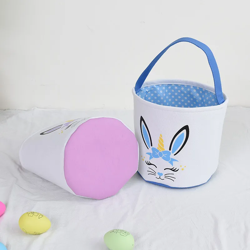 2022 Easter Rabbit Bucket Bag Festive Personalized Bunny Print Buckets Gift Festival Party Supplies