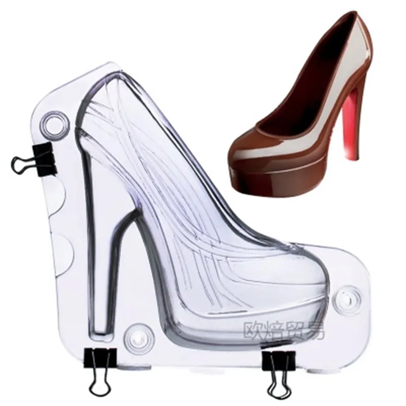 Big Size 3D Chocolate Mold High Heel Shoes Candy Cake Decoration s Tools DIY Home Baking Pastry Lady Shoe K064 210721