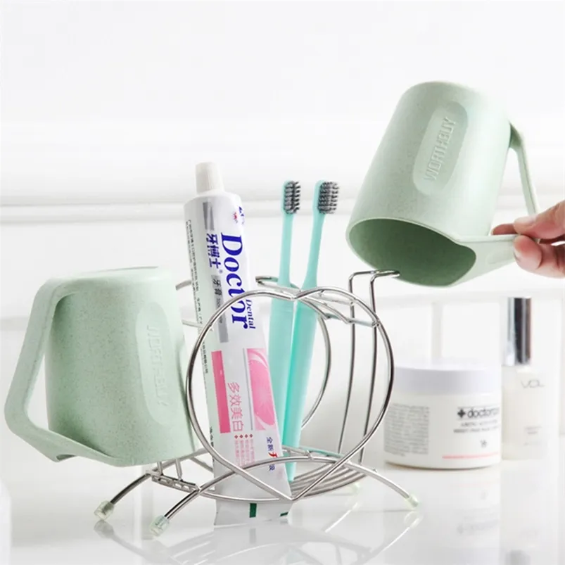 Tandborstehållare Badrumsuppsättningar Rakapparat Tooth Scast Organizer Container Stand Rostfritt stål 210423