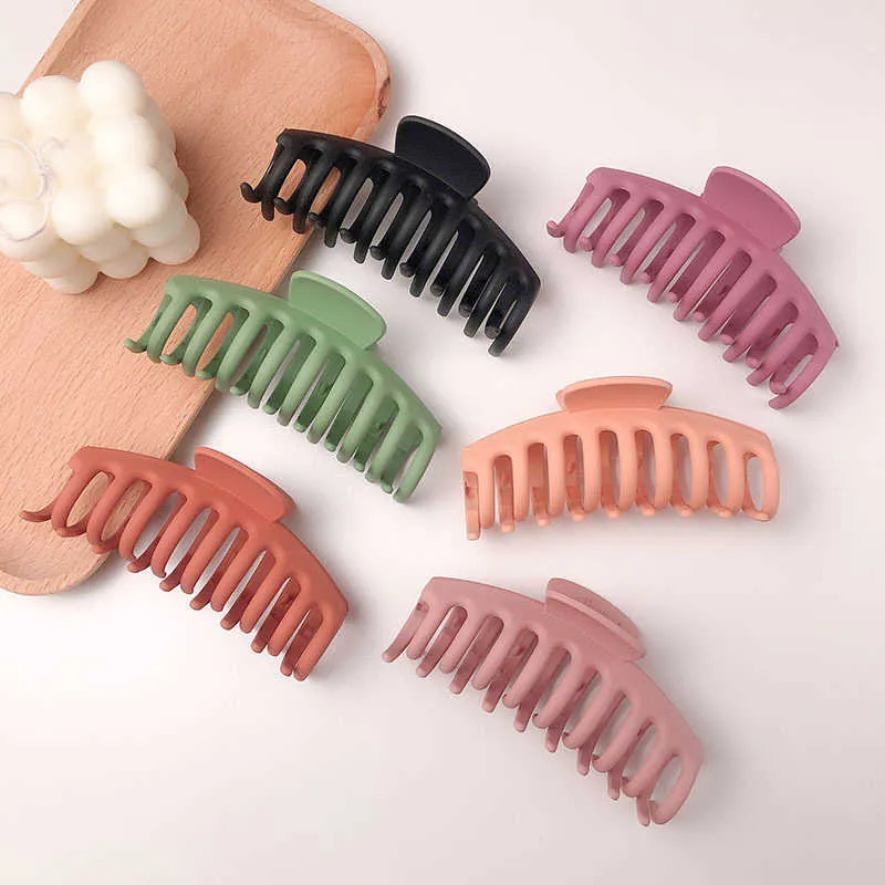 Japan och Sydkorea bakar lacken Big Grip Frosted Color Hairpin Bath Top Clip Söt Horsetail Clip Wash Hair Accessories