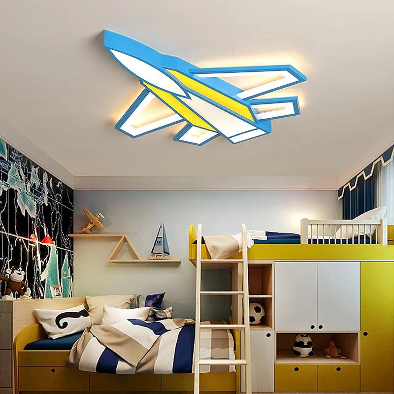 Creatief vliegtuig LED -plafondlicht voor kinderkamer Kinderkamer Moderne lichten AC110V 220V LAMP