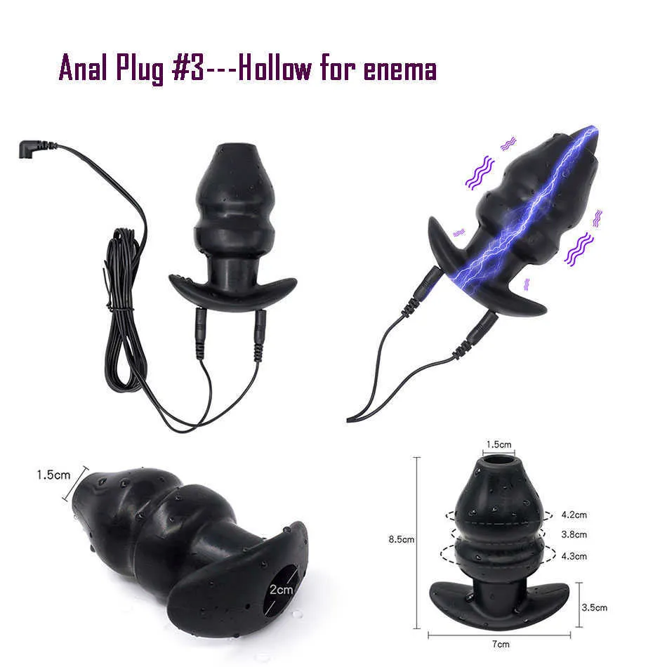 selfie anal plug Two Poles Electro Shock Anal Plug With Cable Sex Toys... From Heijue01,  $26.8