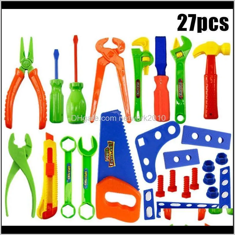 34pcs deluxe repair tools set children`s role playing toy diy disassembly toy portable tool table simulation repair kit educational