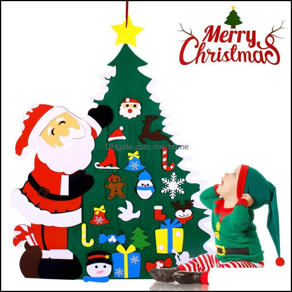 Christmas decoration tree felt Santa Claus family decorations children`s toys 2021 decorations J0903