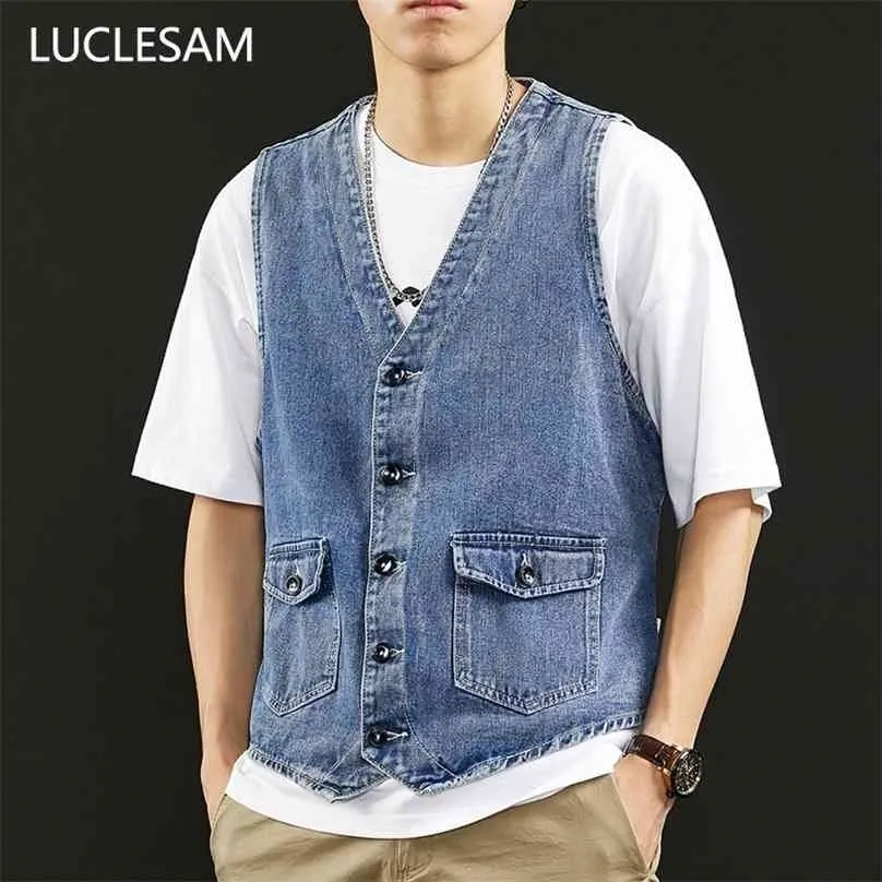 Vintage British Style Mens Denim Vest Casual Sleeveless Jacket For Autumn Fashion Outwear With V Neck And Casual Waistcoats With Jeans 210925 From Luo04 25.09 DHgate.Com