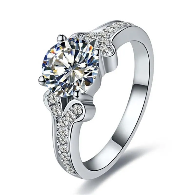 Anneaux de cluster Test Positif 1Ct D-Color Moissanite Bague Diamant Platinum 950 Engagement Proposition romantique