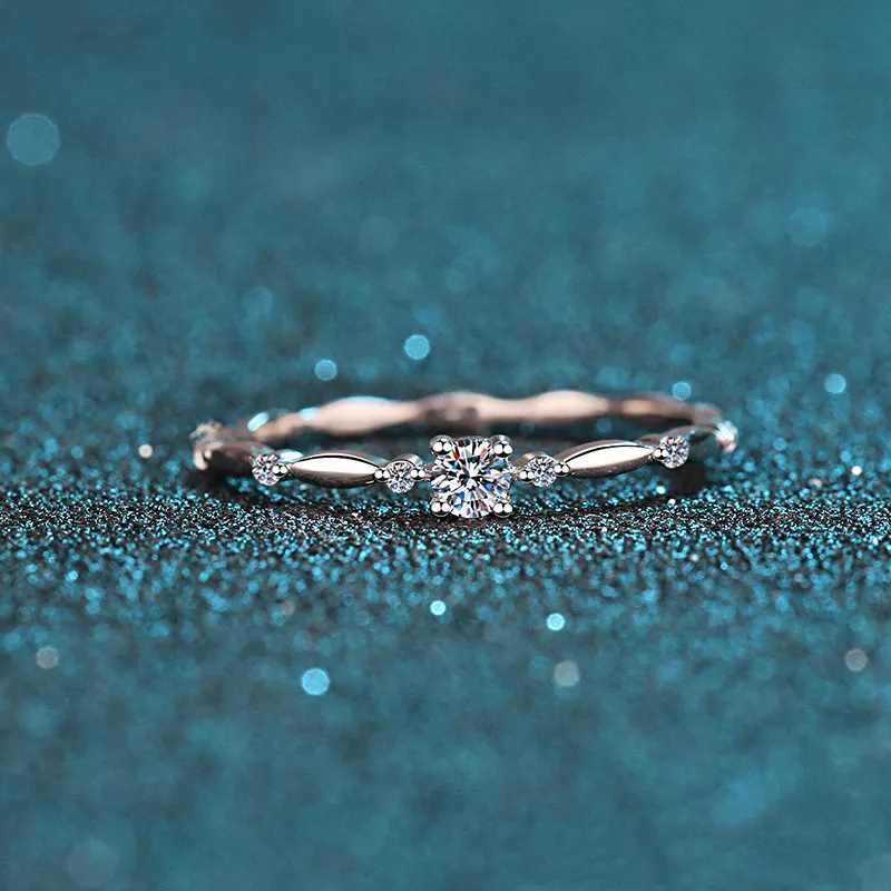 Excelente teste de diamante de corte passado d cor boa clareza moissanite anel de cocktail bonito prata 925 jóias