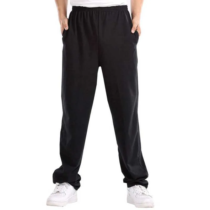 Размер 7xL 140 кг мужчины простые дешевые хлопчатобумажные спортивные брюки осень черные упругие брюки повседневные мужские домашние штаны прямые брюки Y0811