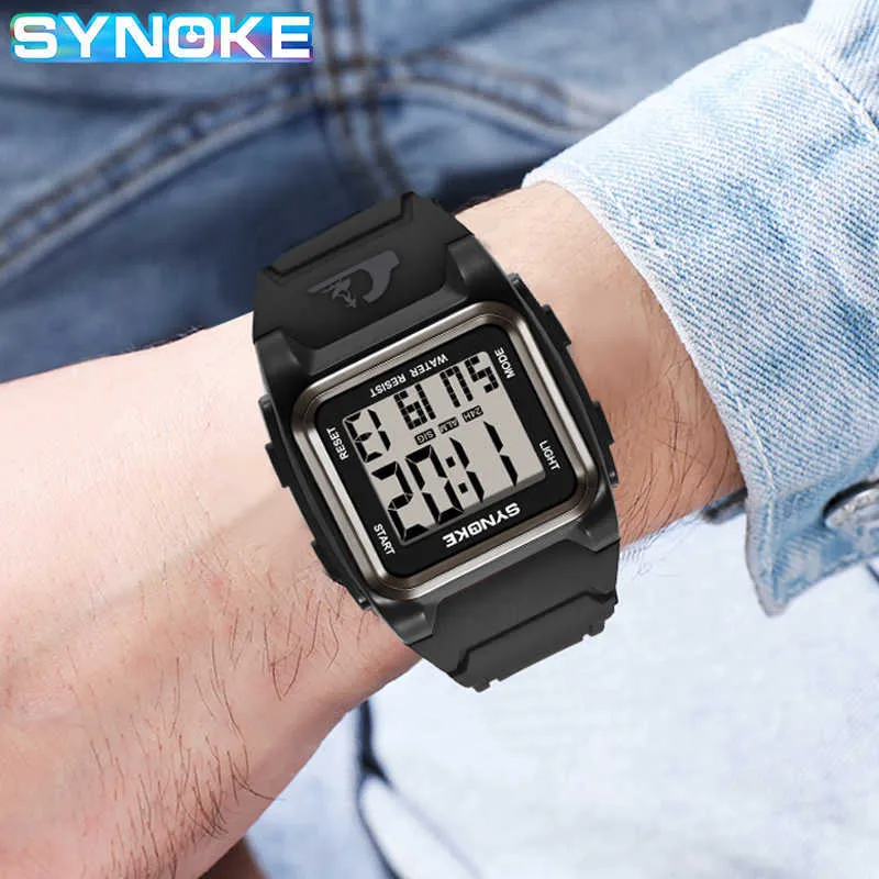 Reloj Hombre Mężczyźni Zegarek Sportowy Wodoodporna prostokątna LED Digital Zegarki Męskie Luksusowe Wielofunkcyjne Zegarek Relogio Masculino G1022