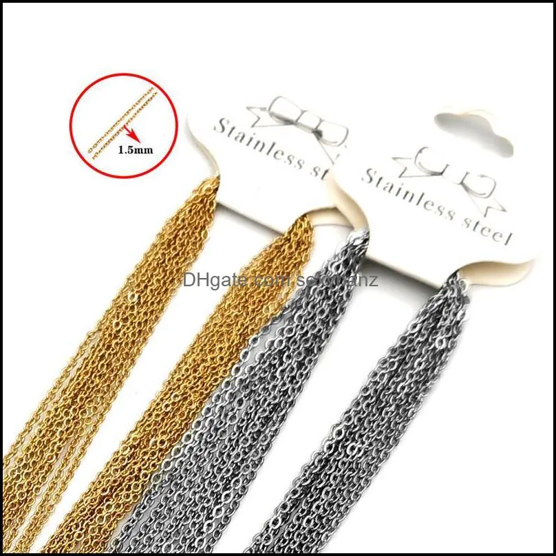 Hip Hop Chains Necklace Men Women Gold Color Stainless Steel 45cm O Link Cuban Chain Necklaces Jewelry DIY Accessories 10pcs/lot 364