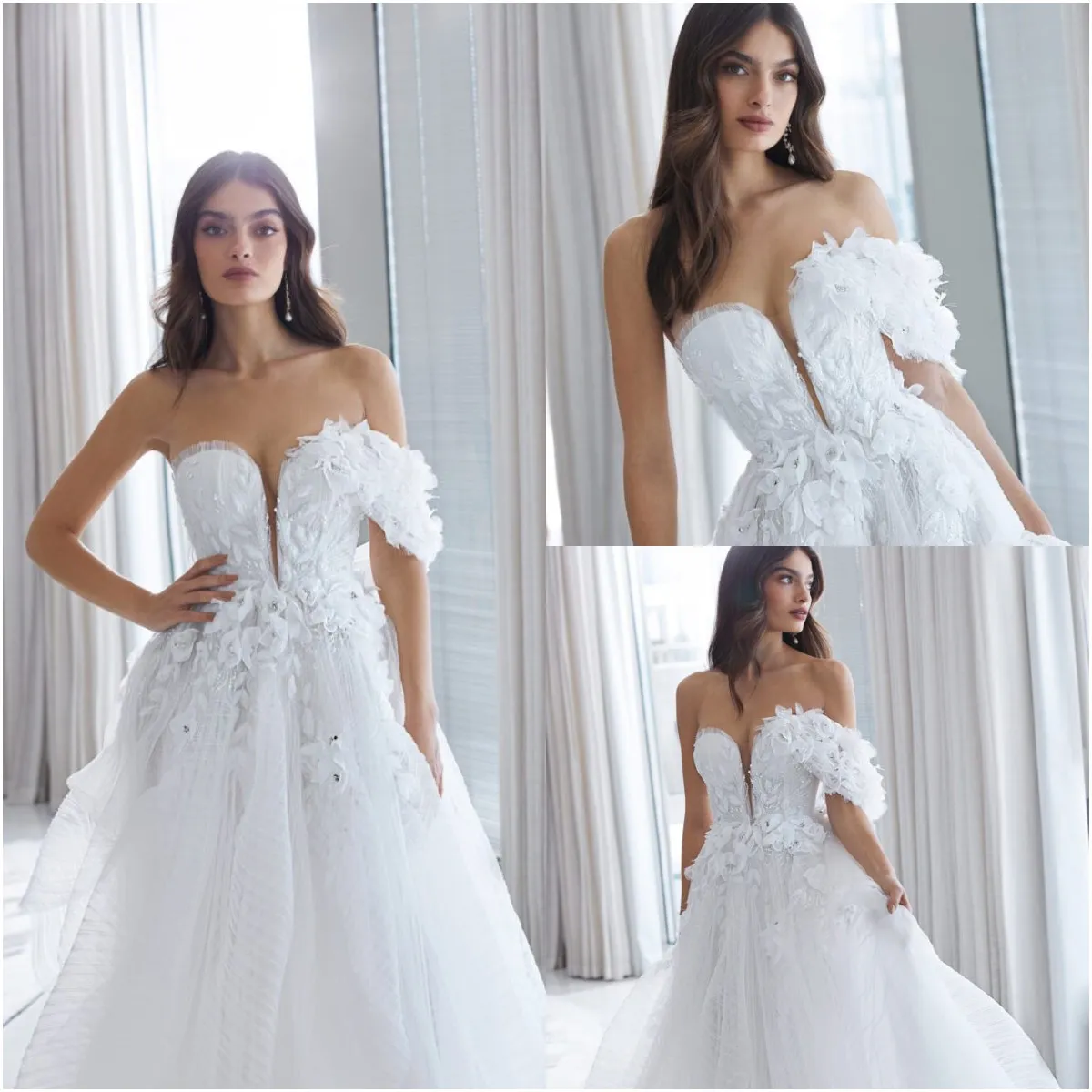 Elihav Sasson Abiti da sposa monospalla Abiti da sposa Applicazioni in pizzo con perline Boho Country Robes De Mari￩e