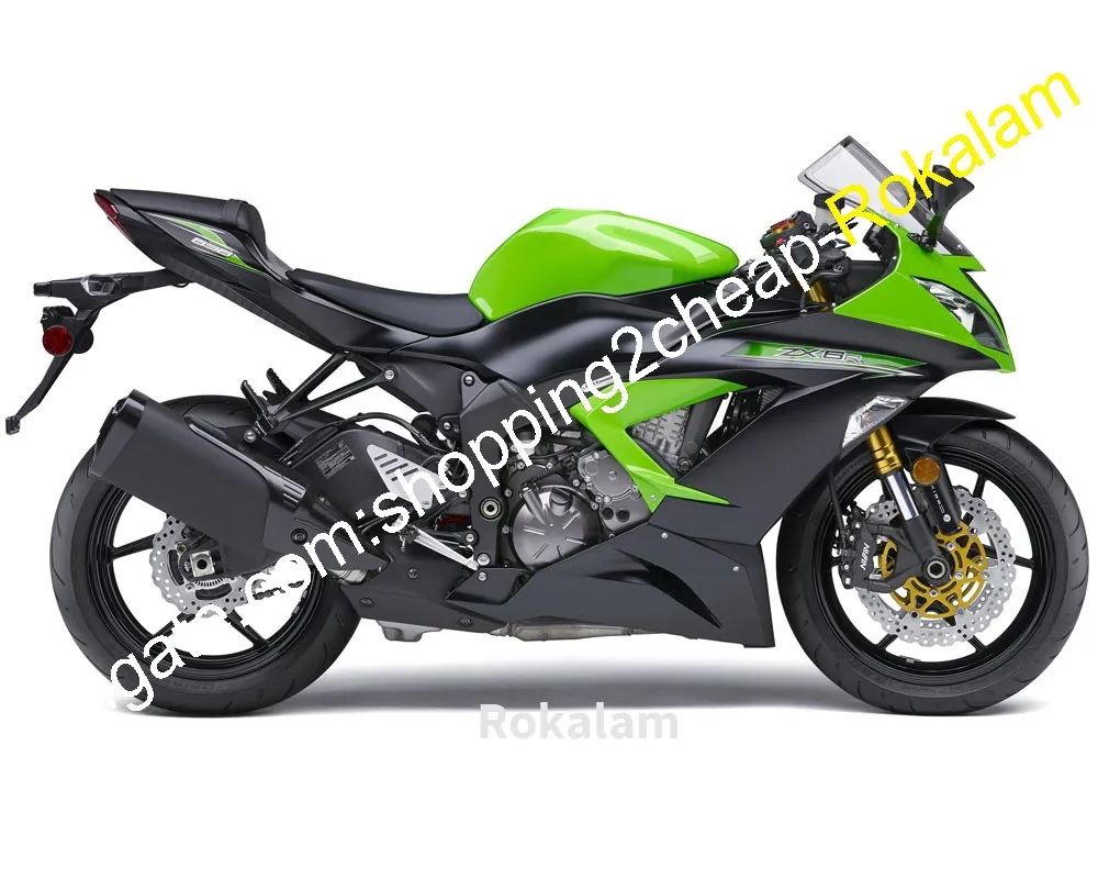 Pour Kawasaki Ninja Shell ZX-6R 2013 2014 2018 ZX 6R 636 ZX636 ZX-636 13 14 15 16 17 18 ZX6R Vert Noir Moto Carénage Kit (moulage par injection)