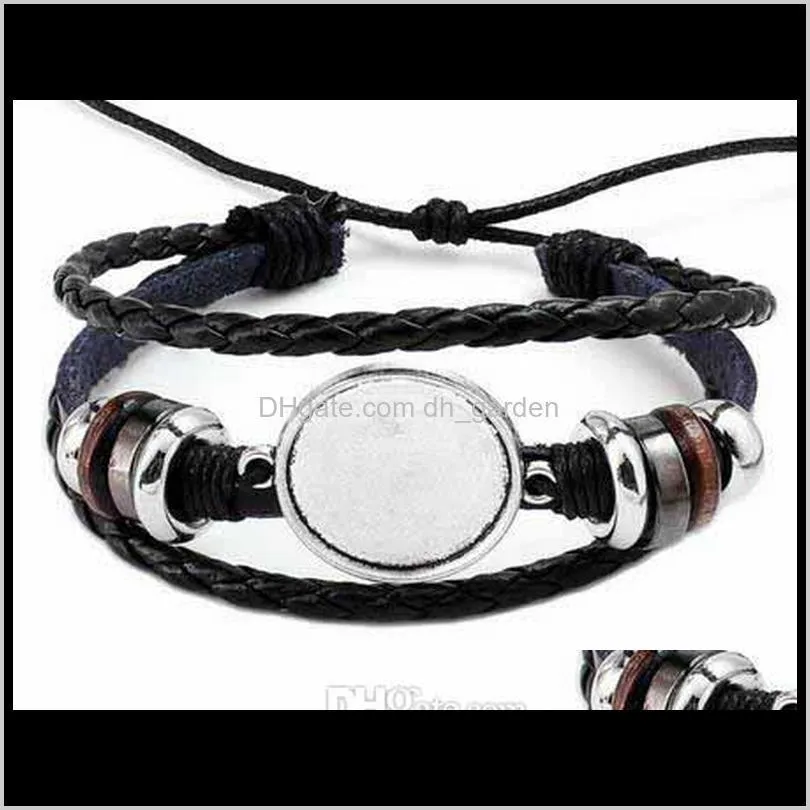 Charm Bracelets Drop Delivery 2021 Fashion Diy Multi Layer Leather Bracelet Bangle Blank Base Fit 20Mm Round Po Glass Cabochon Setting Bezel