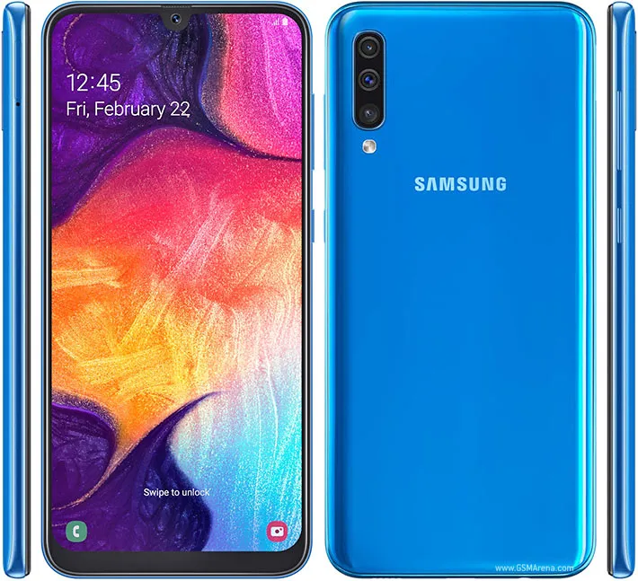 Original Renoverad Samsung Galaxy A50 A505U Octa Core 6,4 tum 1080P 25MP 4GB RAM 64GB ROM Olåst 4G LTE mobiltelefon