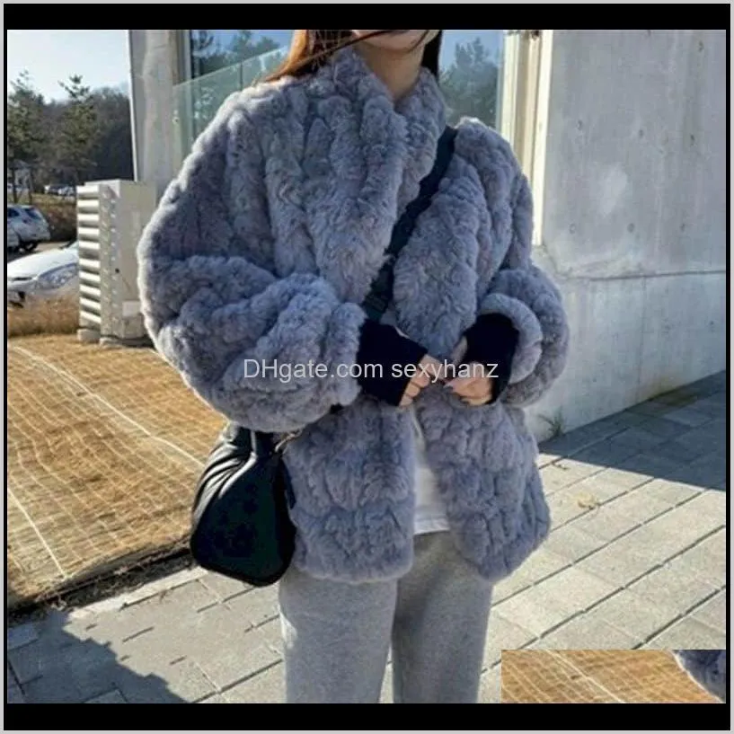 faux fur coat 2021 winter korean temperament retro fur coat female mid-length loose thick velvet trend elegant padded jacket top