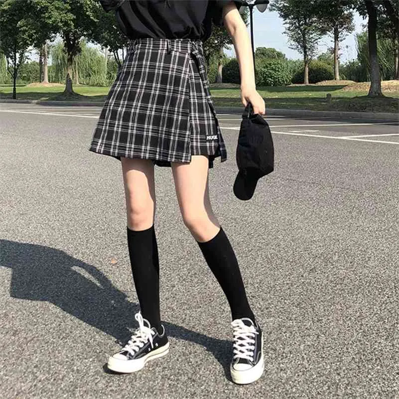 3 färger S-L Höst och vinter Hög midja Shorts Kjolar Kvinnor Koreanska Preppy Style Girl School Plaid Shorts Womens (x882) 210611