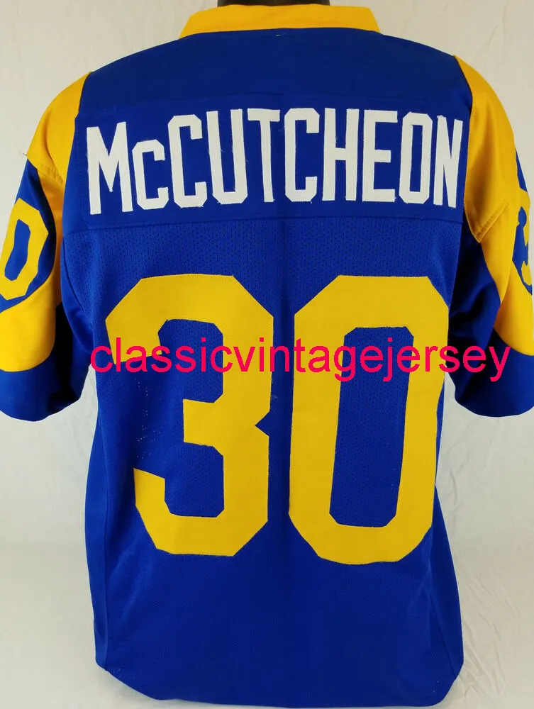 Homens homens jovens Lawrence McCutcheon Custom Blue/Yellow Football Jersey XS-5xl 6xl