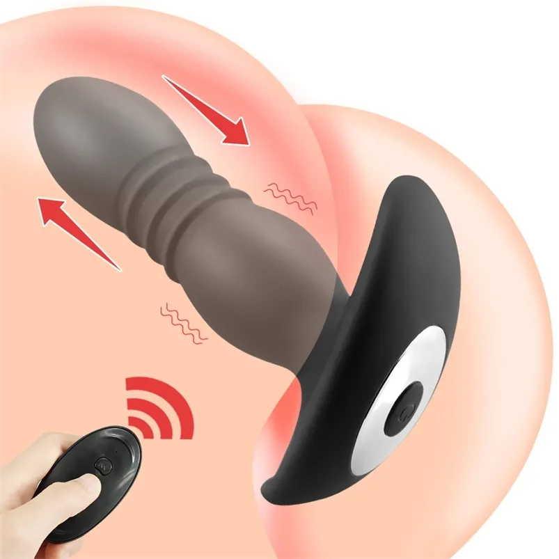 Вибраторанальный штекер мужской мужской простата Massager беспроводной пульт дистанционного управления тянут прикладом фаллоимитатор вибраторы секс игрушка для женщины 210623