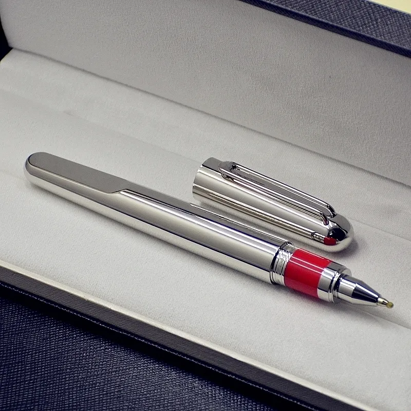 Top Luxury Gift Pen High quality M series Magnetic shut cap Rollerball pen Ballpoint pens Silver and Gray Titanium Metal Stationery Writing office supplies