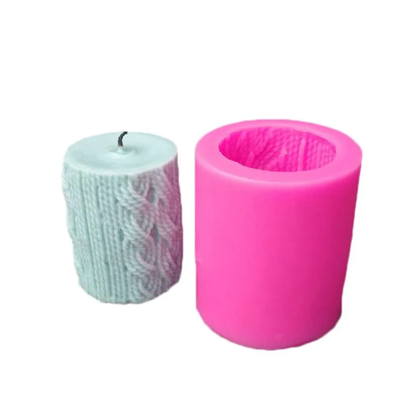 Candele Cilindro di lana per maglieria 3D Candela in silicone Linee di stampo per cioccolato Forma Stampo fai da te Strumenti artigianali Rifornimento del partito