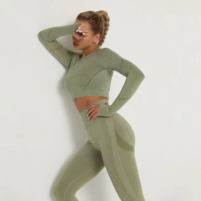 Hög midja sömlösa yoga outfit byxor sport leggings för kvinnors träning fitness push up vinter springa tights byxor gymdrag