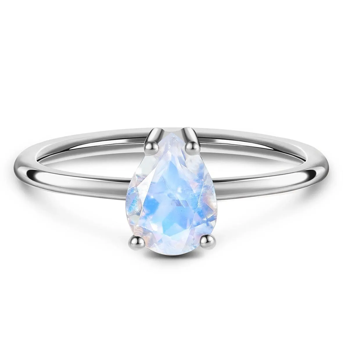 High Quality Silver Jewelry ing Pear 5x7mm Natural Moonstone Engagement Wedding Ring For Women Gift