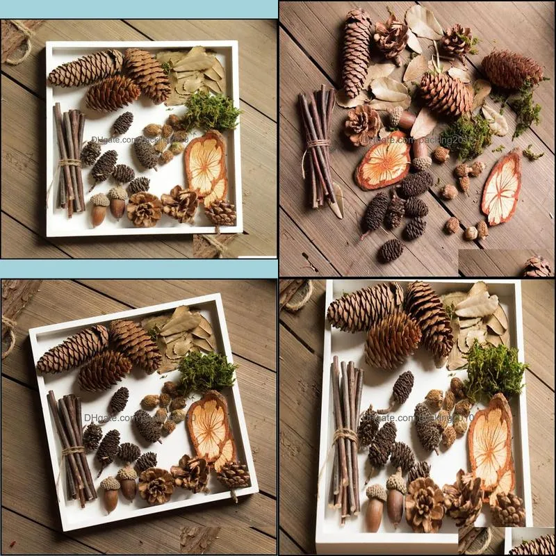 Decorative Flowers & Wreaths Vintage Po Props Female Hand-Made DIY Material Package Natural Micro-Landscape Twigs Acorns Dried QW96