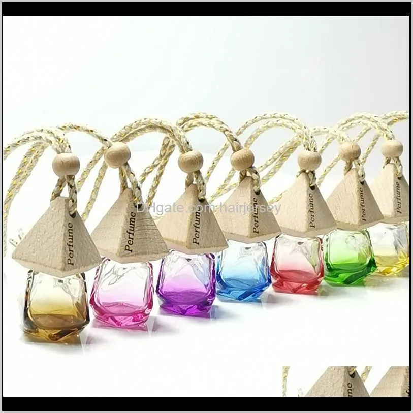 car perfume bottle pendant essential oil diffuser 9 colors bag clothes ornaments air freshener pendant empty glass bottle perfume