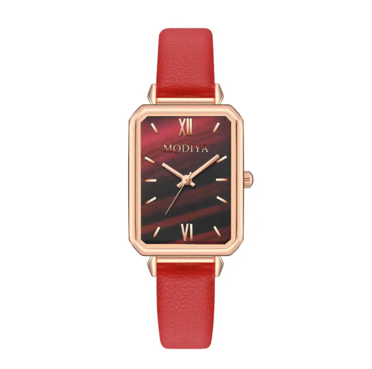 Vibrato rouge Net avec le même tempérament rétro, montre pour femme, vente en gros, petite montre carrée, petite montre verte