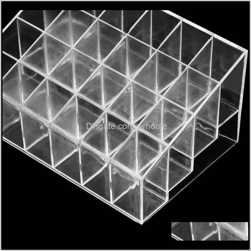 Clear 24 Lipstick Storage Display Stand Rack Makeup Holder Cosmetic Organizer Y5JC Boxes & Bins