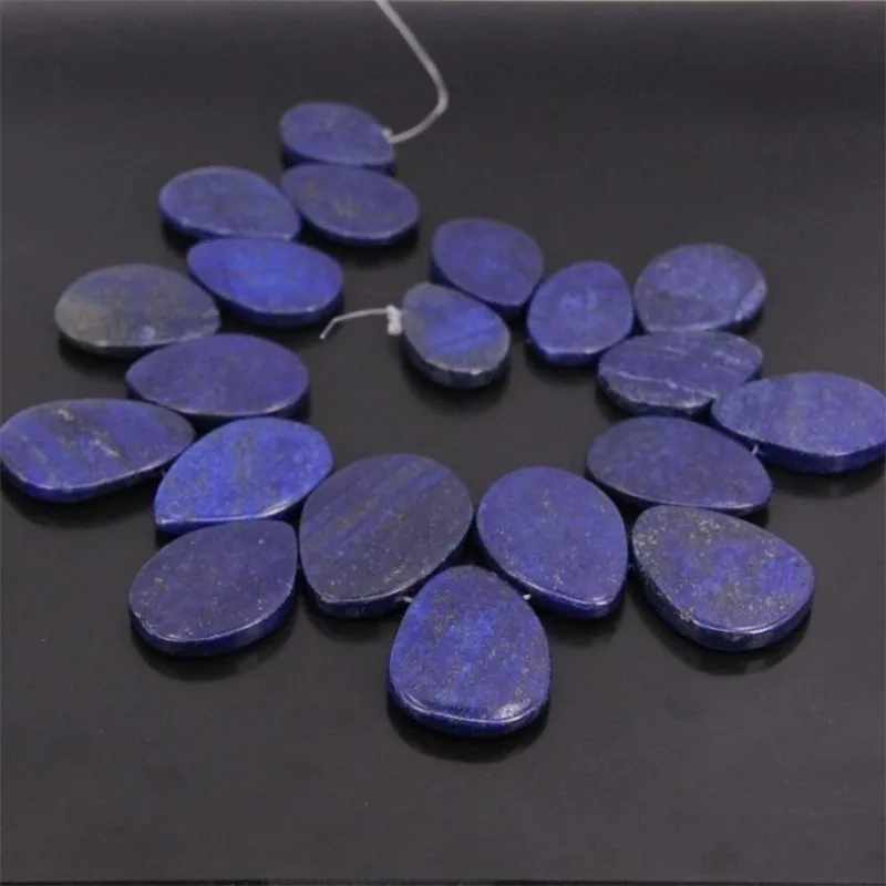 Perles en vrac de tranche de Lazuli naturel percé sur le dessus, perles brutes en forme de Lapis en forme de larme collier gradué pendentif perles