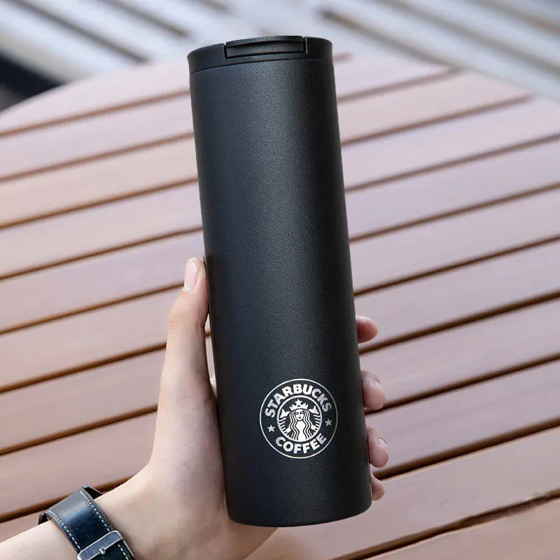 Designer Starbucks Tumblers 500ml Stainless Steel Goddess Purple Relief Mugs Tumbler Reusable Drinking Flat Bottom Pillar Shape Lid Cups Mug