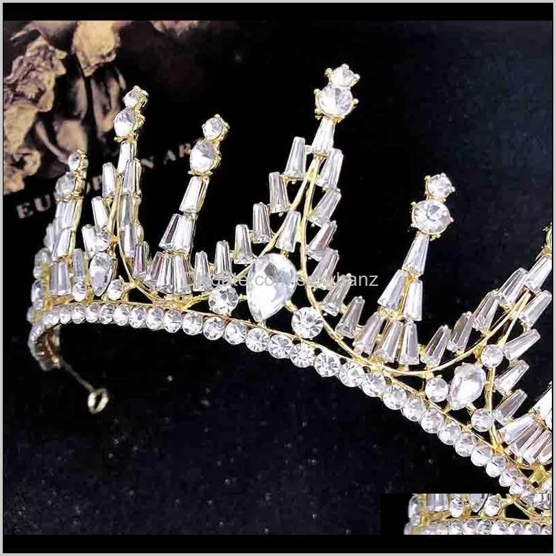 women hair jewelry headpeice sparkly rhinestones crystals crown baroque gold silver color tiaras bride wedding headband xh