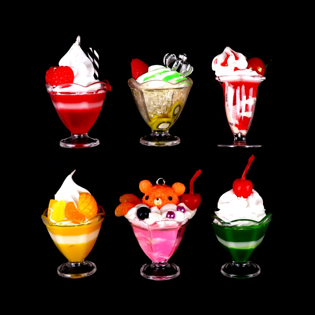 1pc Drink Ice Cream Cups Set Model Pretend Play Mini Food Doll Accessories Fit Play House Toy CUTE Dollhouse Miniature