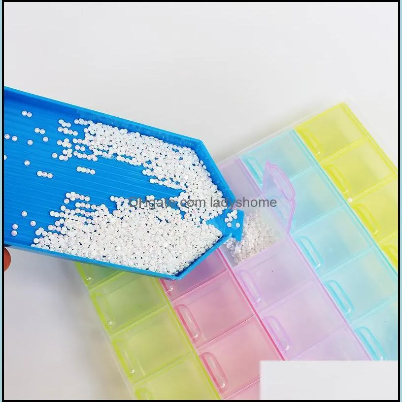 Storage Boxes Bins Plastic Drill Plate Tray with gate Diamond Painting Embroidery Accessories Bead Sorting Trays Rhinestone HWB7104